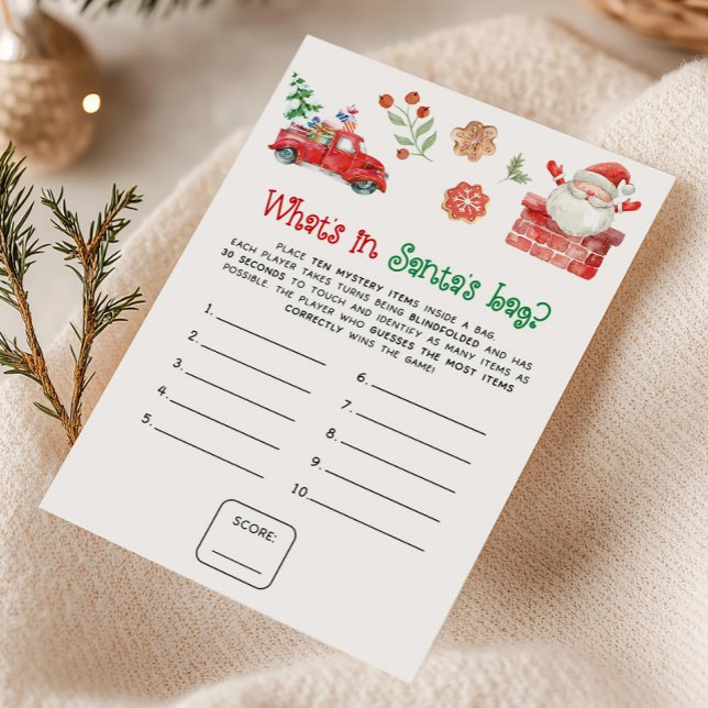 Santa Christmas What's in Santa's Bag Game Julkort (Christmas Party Games)