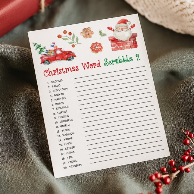 Santa Christmas Word Scrabble Game Julkort (Christmas Party Games)