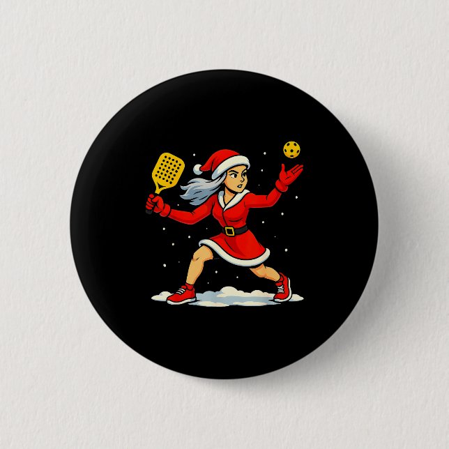Santa Ckleball Player Christmas Snow Xmas Pajamas  Knapp (Framsida)
