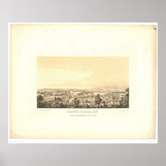 Santa Clara, CA. Panoramisk Karta 1856 (1585A) Poster