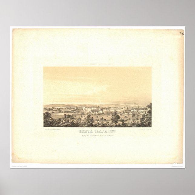 Santa Clara, CA. Panoramisk Karta 1856 (1585A) Poster (Framsidan)