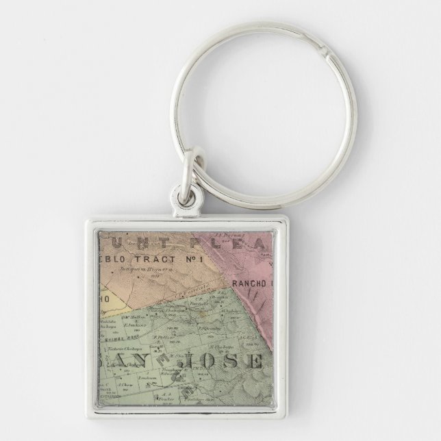 Santa Clara Co 6 Fyrkantig Silverfärgad Nyckelring (Framsidan)