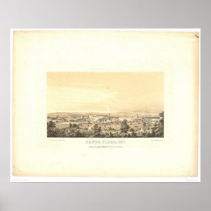 Santa Clara panorama- karta 1856 (1585A) för CA. Poster