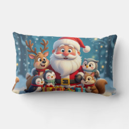 Santa Claus and Friends Christmas Throw Pillow Lumbarkudde