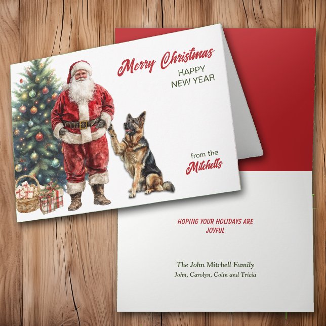 Santa Claus and German Shepherd Dog Christmas Helgkort (Skapare uppladdad)