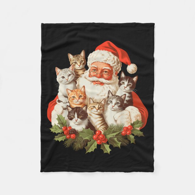 Santa Claus And Kittens Cats Christmas  Fleecefilt (Framsidan)