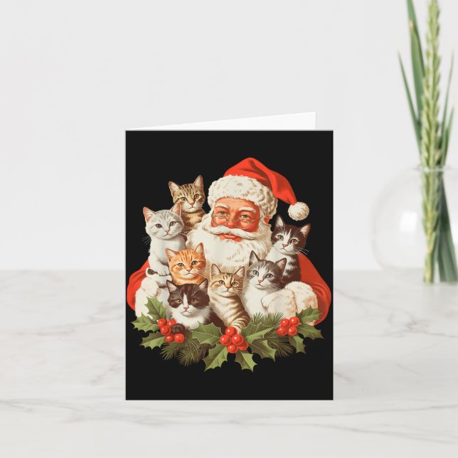 Santa Claus And Kittens Cats Christmas  Kort (Framsida)