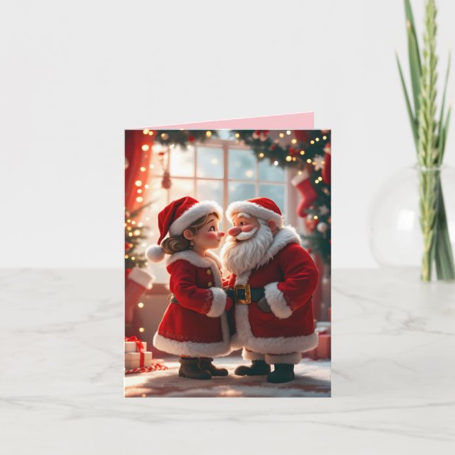 Santa Claus and Mrs. Claus celebrate X-Mas, fun  Helgkort (Framsida)
