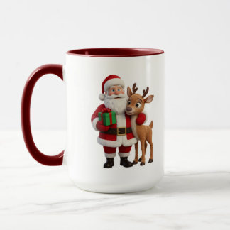 Santa Claus and Rudolph Cartoon Mugg