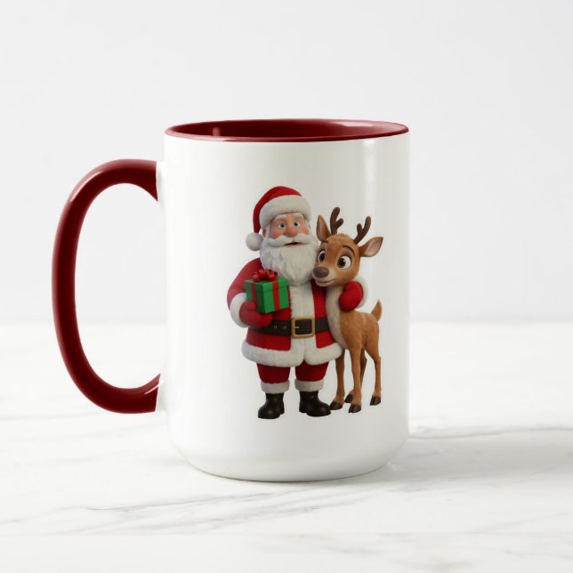 Santa Claus and Rudolph Cartoon Mugg (Vänster)