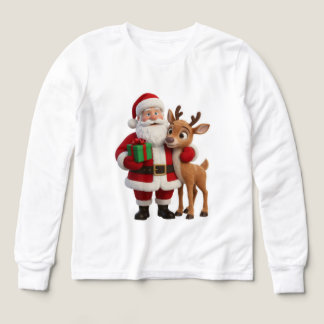 Santa Claus and Rudolph Cartoon T Shirt