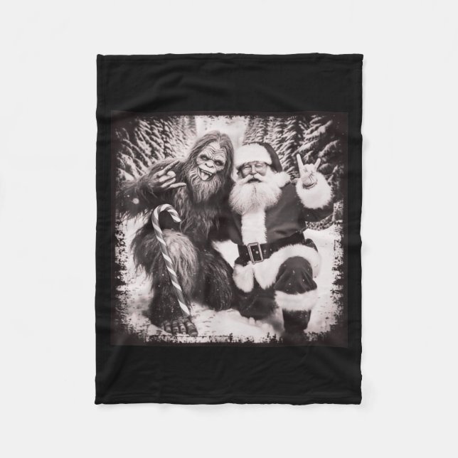 Santa Claus And Sasquatch Bigfoot Funny Joyful Sno Fleecefilt (Framsidan)