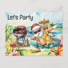 Santa Claus at Beach Christmas in July  Helg Vykort