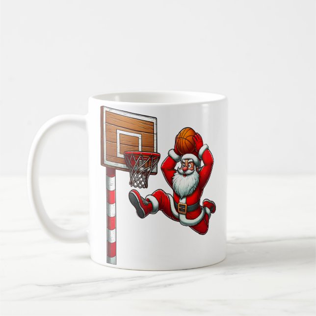 Santa Claus Basketball Player Christmas Xmas Kaffemugg (Vänster)