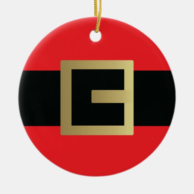 Santa Claus Belt Christmas  Julgransprydnad Keramik (Framsidan)