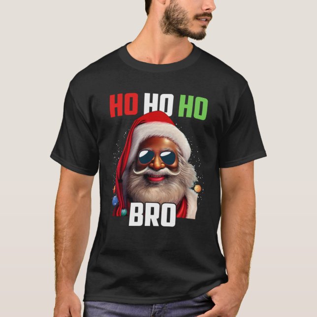 Santa Claus Black Afro African American Ho Ho Ho C T Shirt (Framsida)
