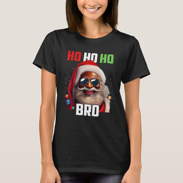 Santa Claus Black Afro African American Ho Ho Ho C T Shirt (Framsida)