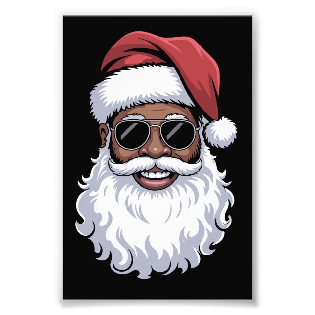Santa Claus Black Xmas Santa Afro African American Fototryck (Framsidan)