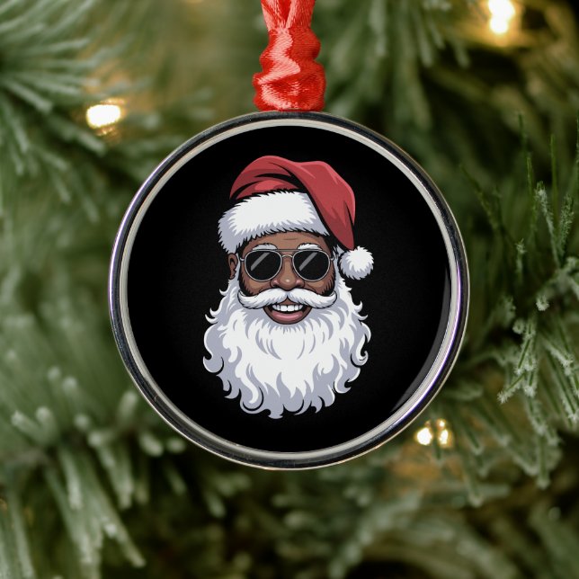 Santa Claus Black Xmas Santa Afro African American Julgransprydnad Metall (Träd)