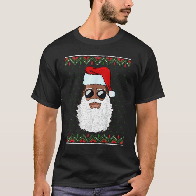 Santa Claus Black Xmas Santa Afro African American T Shirt (Framsida)