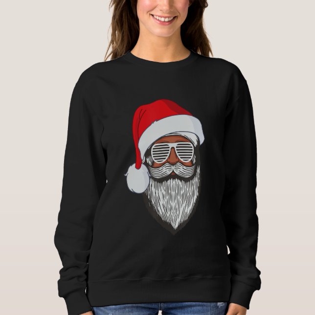 Santa Claus Black Xmas Santa Afro African American T Shirt (Framsida)