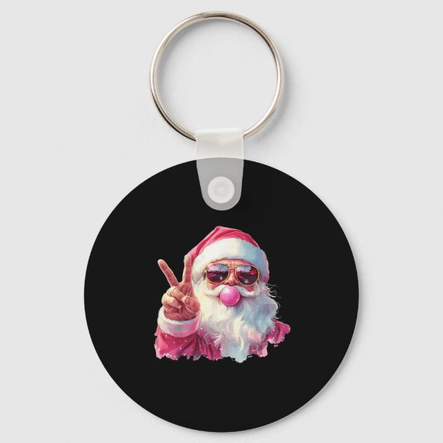 Santa Claus Blowing Bubble Gum Nk Sungles Christma Nyckelring (Framsida)