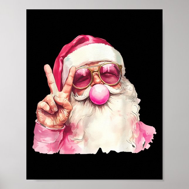 Santa Claus Blowing Bubble Gum Nk Sungles Christma Poster (Framsidan)