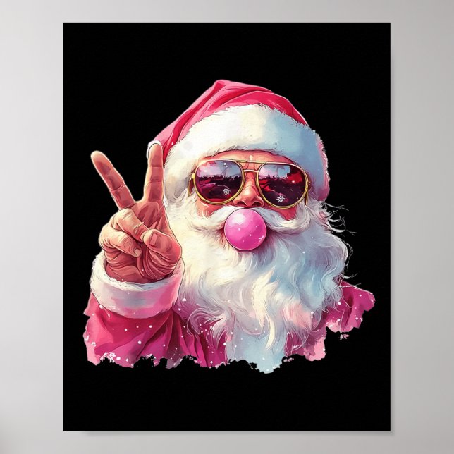 Santa Claus Blowing Bubble Gum Nk Sungles Christma Poster (Framsidan)