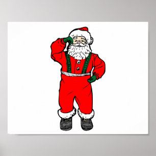 Santa Claus Cartoon Illustration Poster