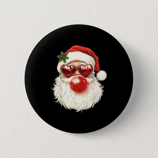 Santa Claus Christmas Blowing Bubble Gum And Sungl Knapp (Framsida)