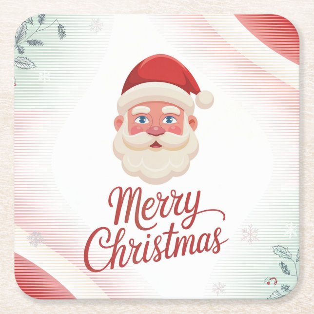 Santa Claus Christmas Coaster Set Underlägg Papper Kvadrat (Framsidan)