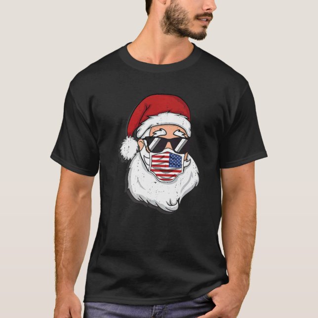 Santa Claus Christmas costume with mask and cool s T Shirt (Framsida)
