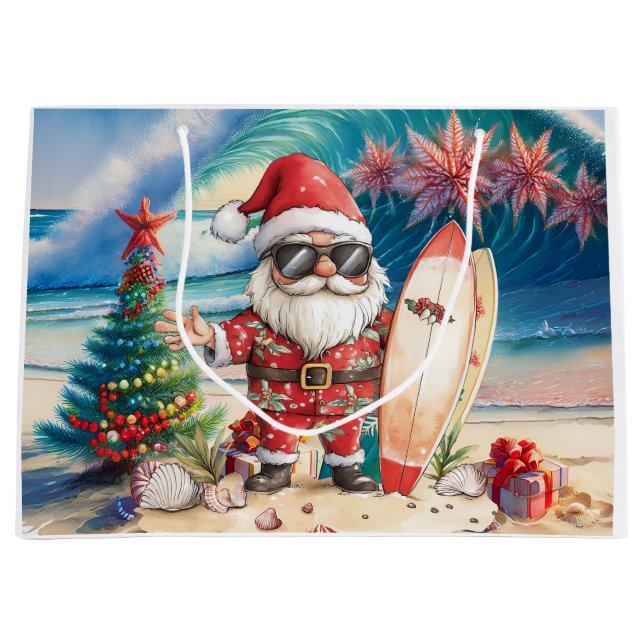 Santa Claus Christmas in July at the beach surfer (Framsidan)