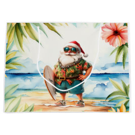 Santa Claus Christmas in July at the beach surfer