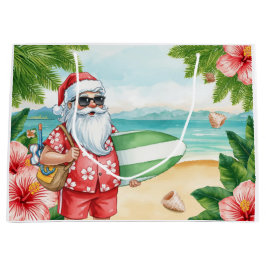 Santa Claus Christmas in July at the beach surfer