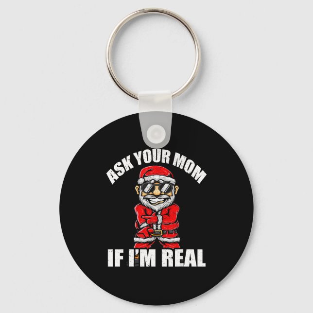 Santa Claus Christmas Naughty Shirt Adult Santa Cl Nyckelring (Framsida)