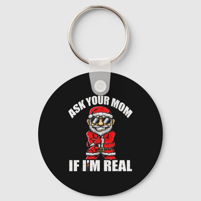 Santa Claus Christmas Naughty Shirt Adult Santa Cl Nyckelring (Framsida)