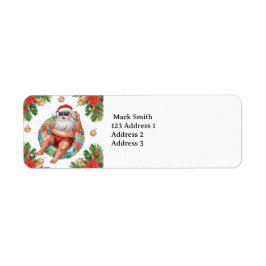 Santa Claus Christmas Pool Party Returadress Etikett