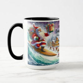 Santa Claus Coming to Town Surfboard Christmas Mug Mugg