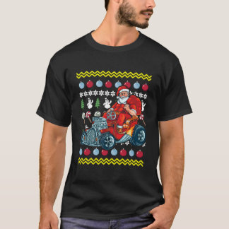 Santa Claus Driving Hot Rod Ugly Car T Shirt