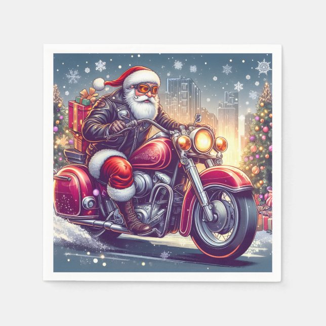 Santa Claus en mode motard Pappersservett (Framsidan)