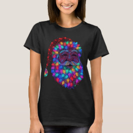 Santa Claus Face Made From Christmas Tree Lights T Shirt