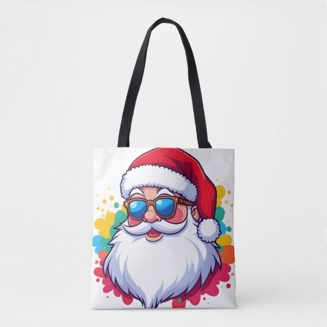 Santa Claus Face With Paint Splatter Christmas Tygkasse (Framsida)