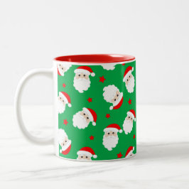 Santa Claus Faces Christmas Coffee Mug Xmas Cup Två-Tonad Mugg