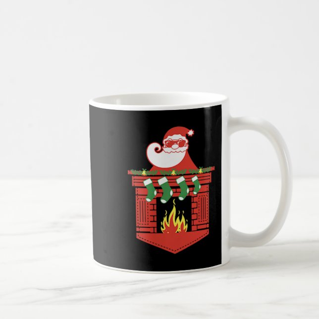 Santa Claus Fireplace Cket Funny Christmas  Kaffemugg (Höger)