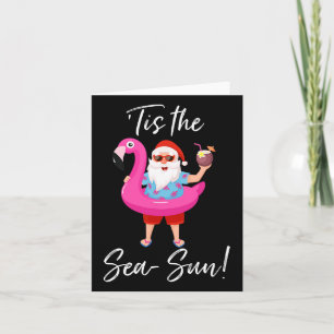 Santa Claus Flamingo Flotte Tis The Havssol Jul Kort