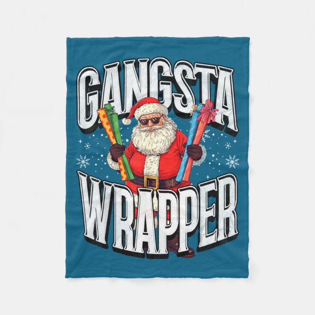 Santa Claus Gangsta Wrapper Funny Christmas  Fleecefilt (Framsidan)