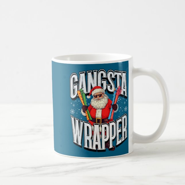 Santa Claus Gangsta Wrapper Funny Christmas  Kaffemugg (Höger)