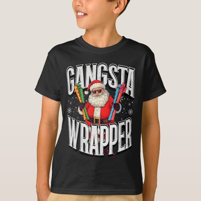 Santa Claus Gangsta Wrapper Funny Christmas  T Shirt (Framsida)
