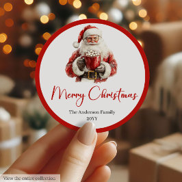 Santa Claus Gift Tag Label for Wrapping Paper Runt Klistermärke
